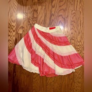 L Spoke Red Polka Dot Ruffle Skirt